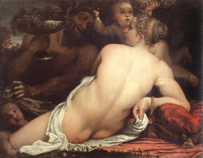 Annibale Carracci venus with a satyr and cupids France oil painting art
